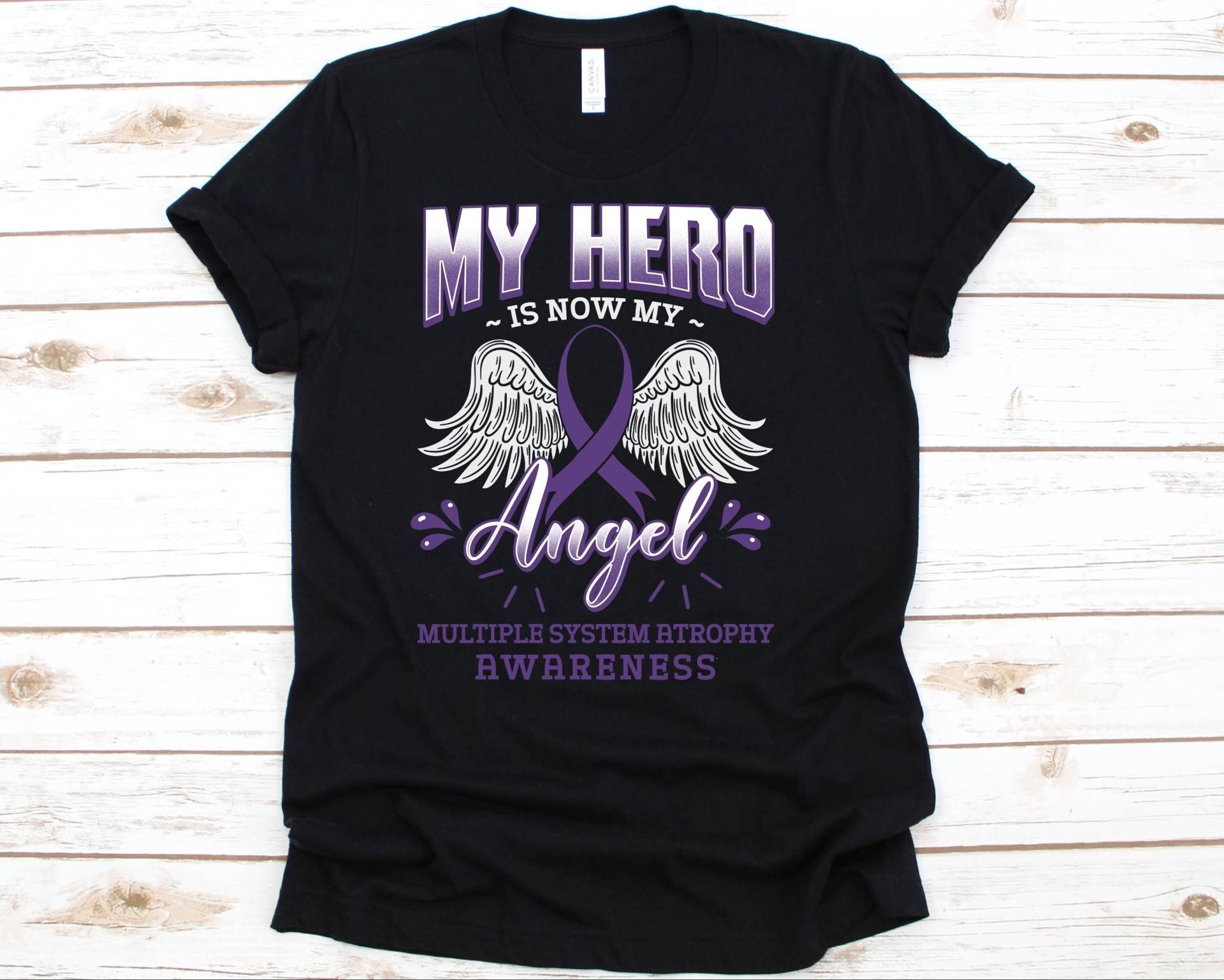 My Hero Is Now Angel Shirt, Bewusstseinsgeschenk Für Mehrere Systematrophie Krieger Kämpfer, Seltene Neurodegenerative Unordnung Msa Shirt von AbbysDesignFactory