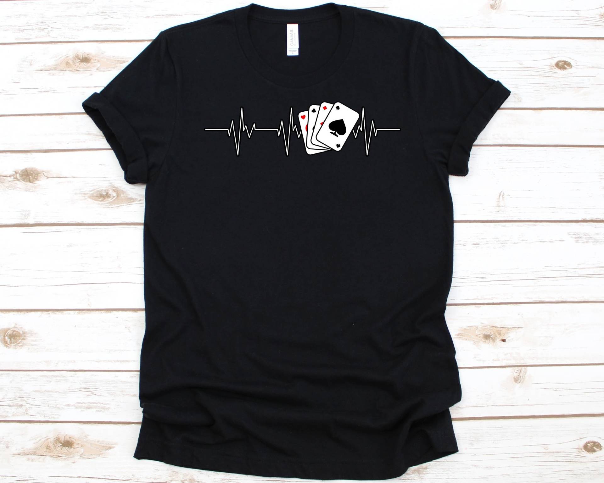 Pokerkarten Herzschlag Shirt, Poker Shirt Für Männer Und Frauen, Kartenspiel Vergleichen, Pokerherz Rate, Geschenk Pokerspieler, Karten-Wettspiel von AbbysDesignFactory