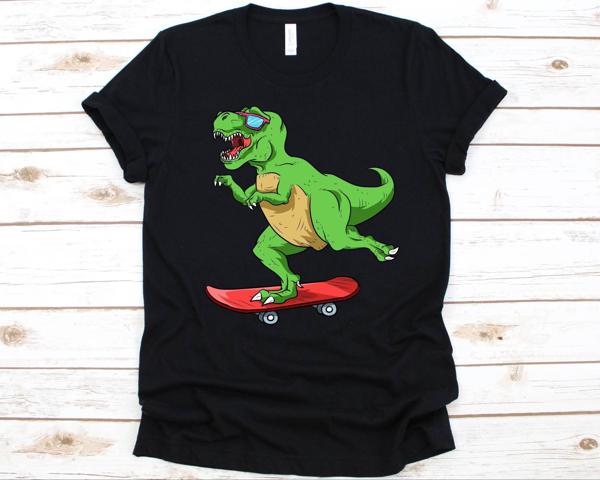 Skateboarding Dinosaurier Shirt, Shirt Für Jungen Und Mädchen, Tyrannosaurus Rex, T-Shirt, Skateboarder Geschenk, Skateboard T-Shirt von AbbysDesignFactory