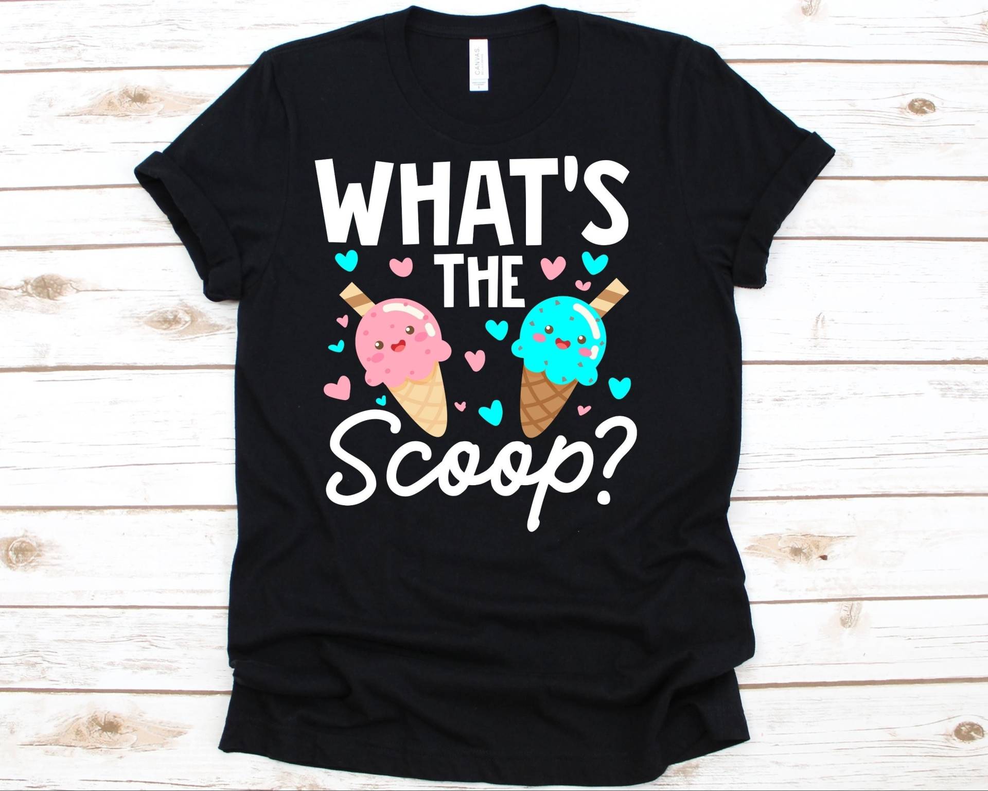 Was Ist Die Schaufel? Rosa Oder Blaues Shirt, Lustiges Gender Reveal Baby Shower Ankündigung, Schwangerschaft, Babys, Eis T-Shirt von AbbysDesignFactory