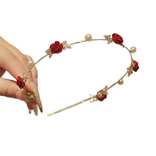 Hochzeits-Haar-Accessoires, Kunstperlen, Haarreifen, Brautschmuck, Rosen-Stirnbänder für Braut, Hochzeit, Party, Kopfschmuck, Foto-Requisiten von Abcsweet