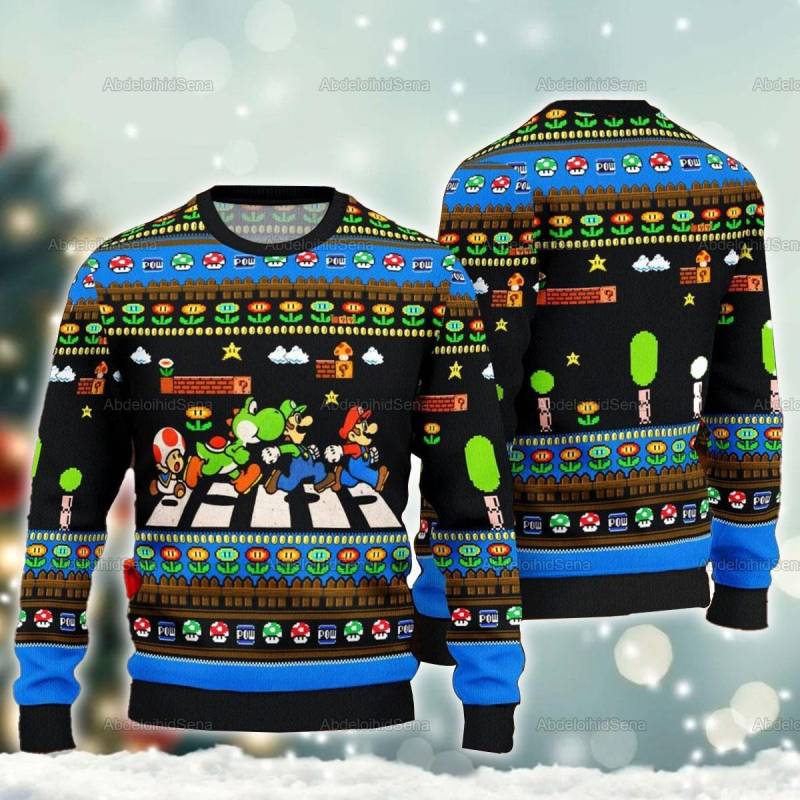 Super Mario Ugly Pullover, Video-Spiel Weihnachten Sweatshirt, Weihnachten, Pullover Männer von AbdeloihidSena