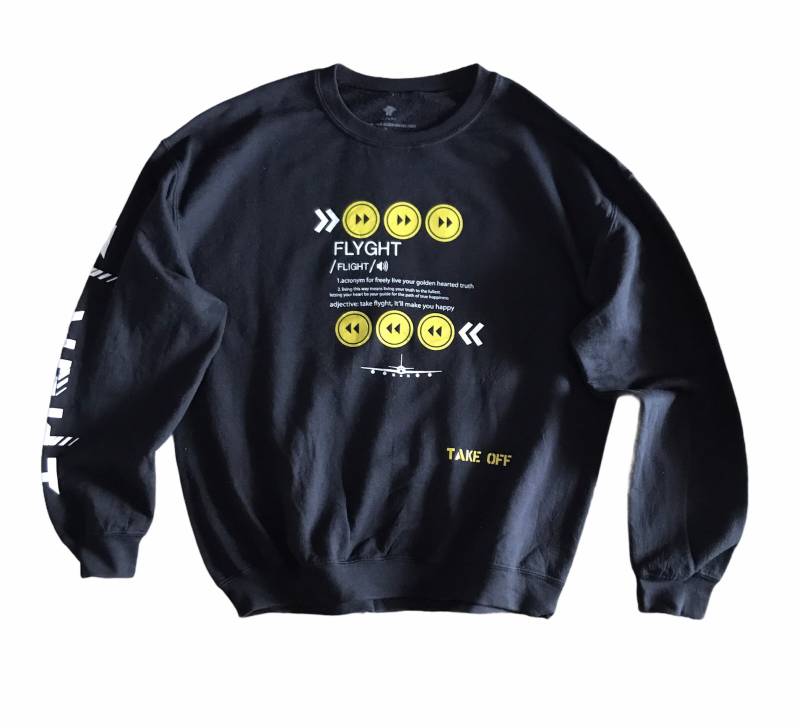 Flyght Spellout Crewneck Sweatshirt L Größe von AbeVintageStore