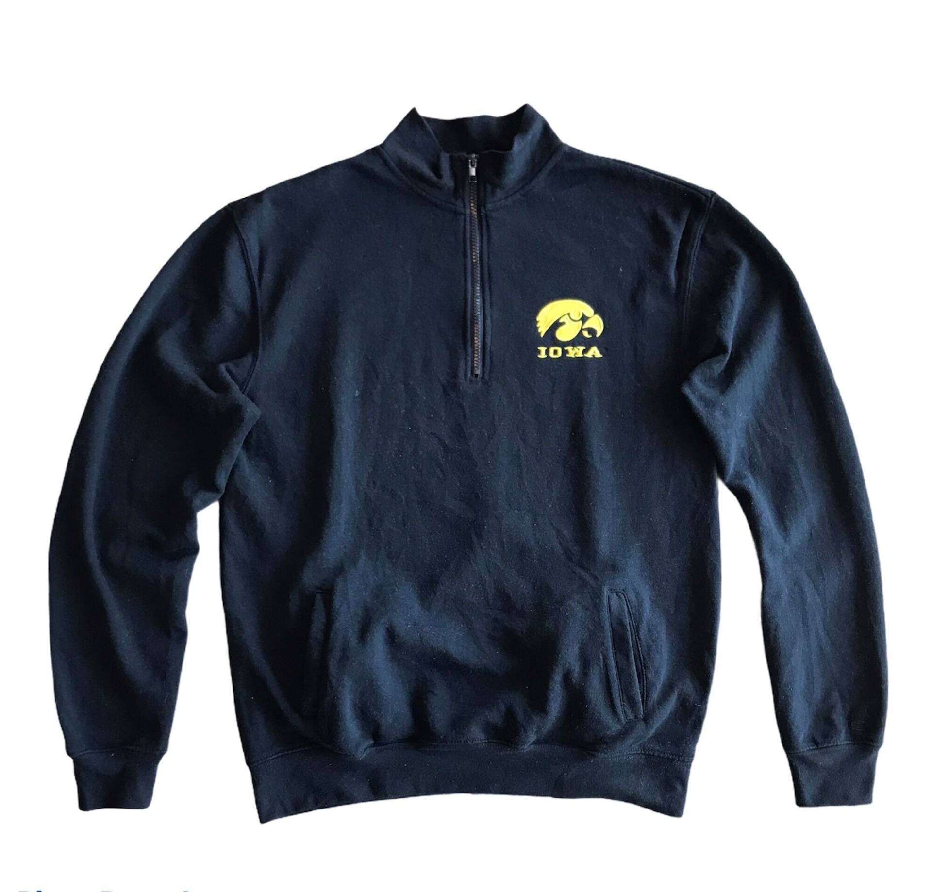 Universität Von Iowa Stickerei-Logo Halber Reißverschluss 2 Tasche Sweatshirt S Größe von AbeVintageStore