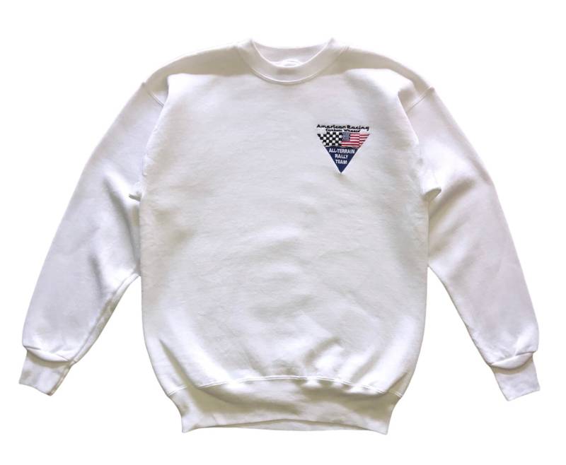 Vintage 90Er Jahre American Racing Custom Wheels All Terrain Rally Team Stickerei Sweatshirt M Größe von AbeVintageStore