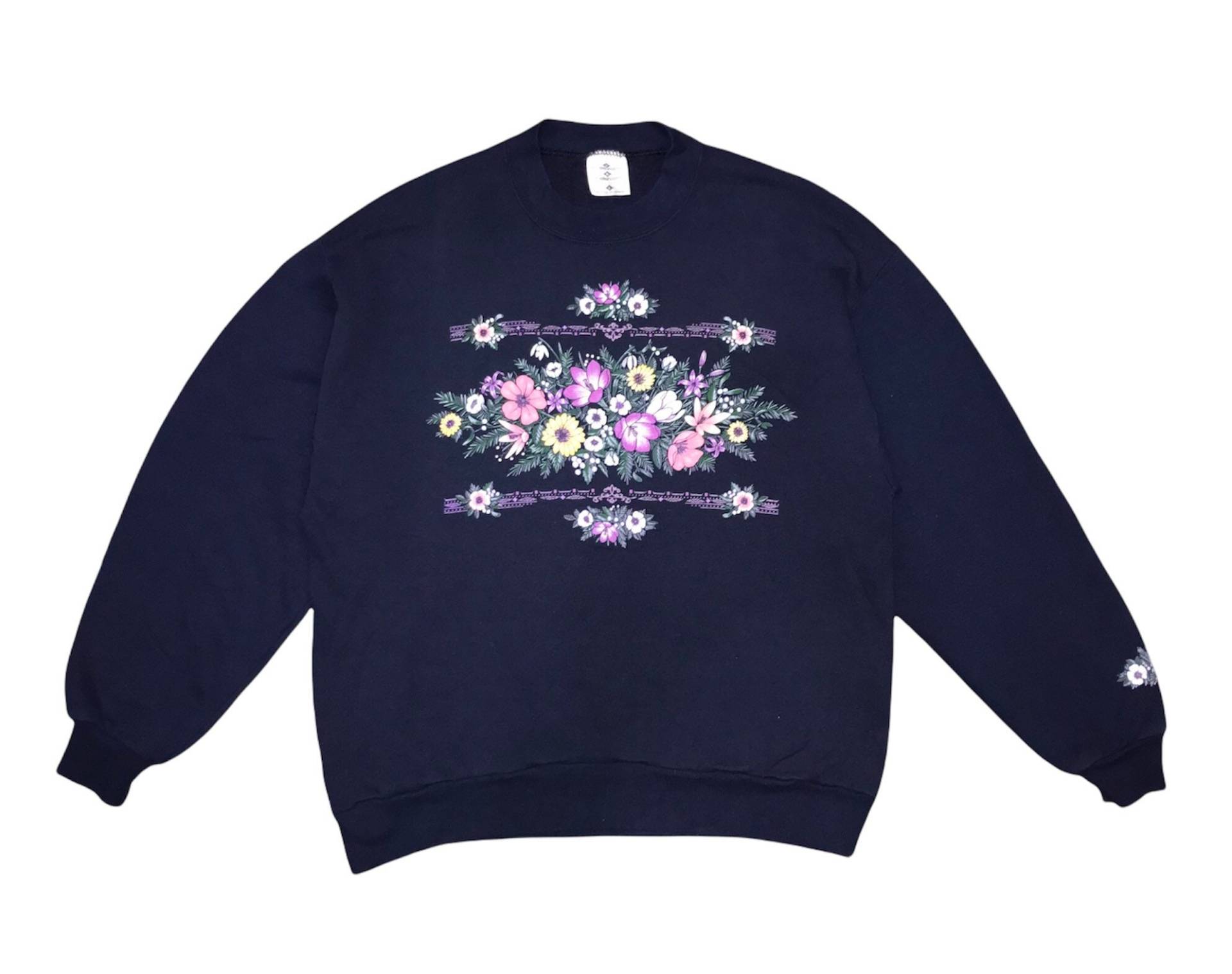 Vintage 90Er Jahre Art Floral Jerzees Tag Crewneck Sweatshirt L Größe von AbeVintageStore