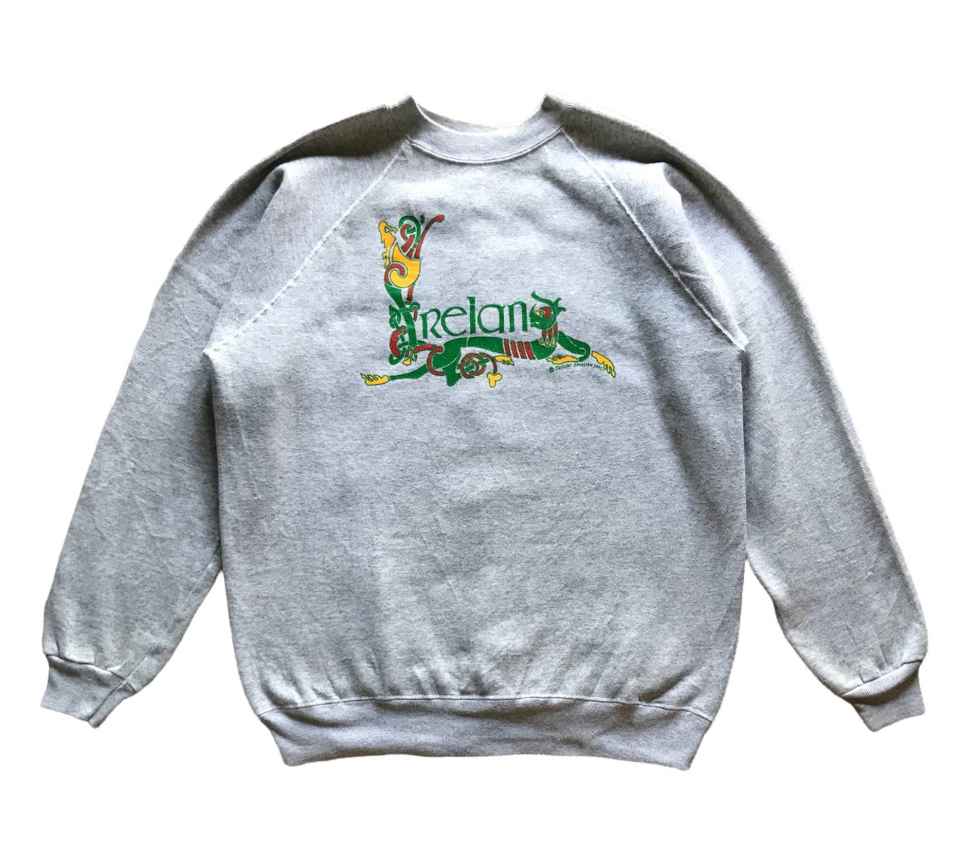 Vintage 90Er Jahre Art Irland Von Jaguar Textilien Hanes Tag Crewneck Sweatshirt L Size von AbeVintageStore