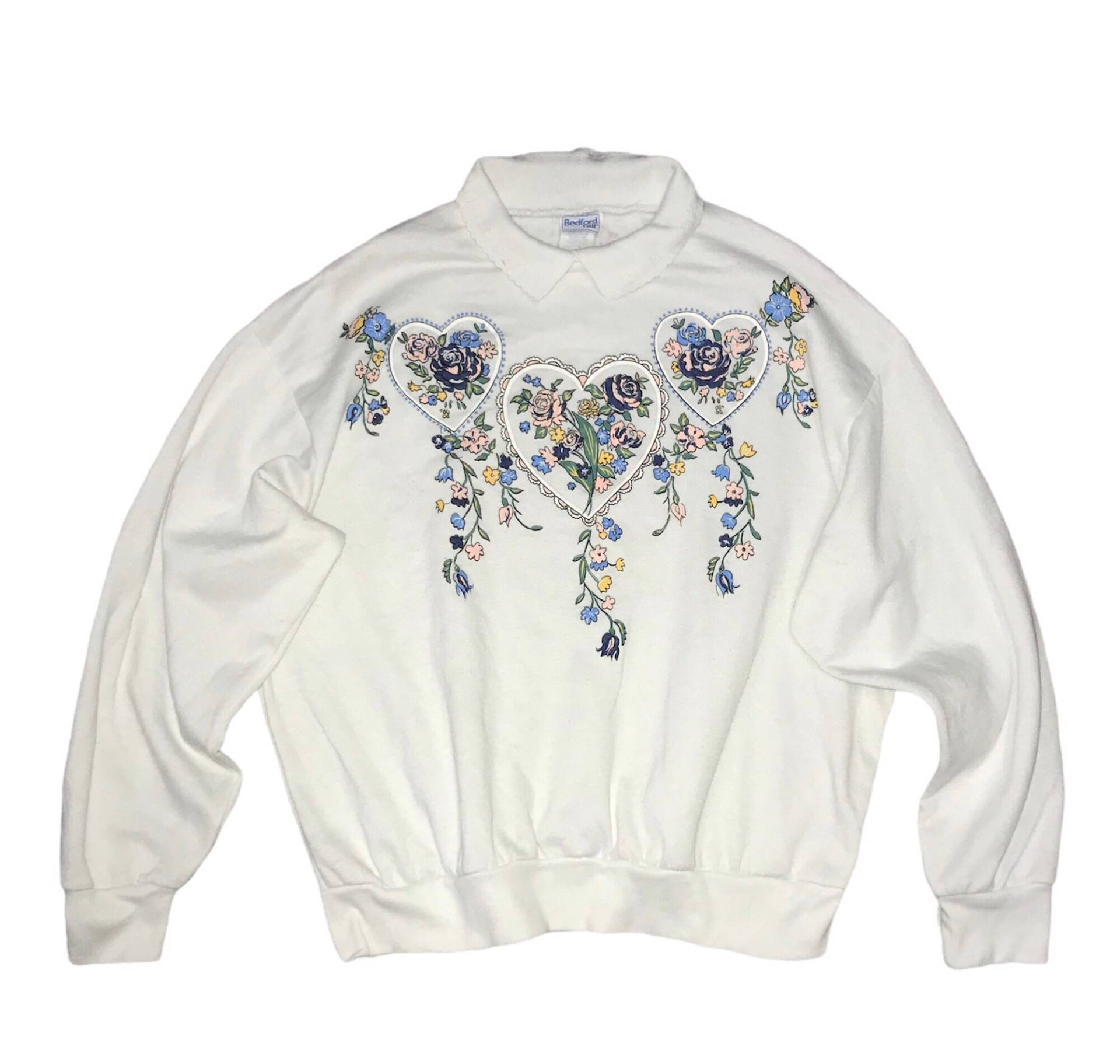 Vintage 90Er Jahre Bedford Fair Art Blumen Sweatshirt L Size von AbeVintageStore