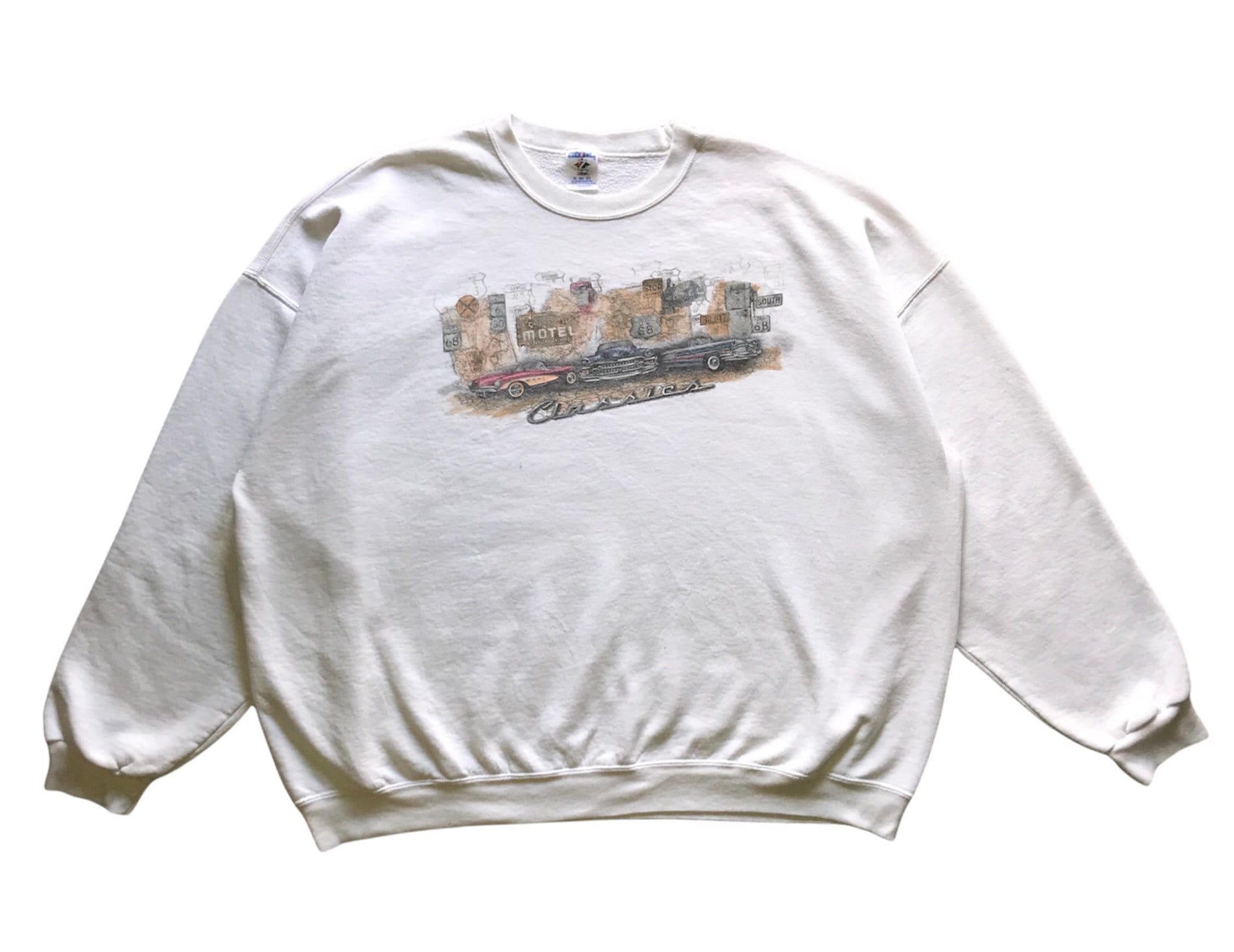 Vintage 90Er Jahre Jerzees Tag Art Classics California Motel Crewneck Sweatshirt Baggy Style 2xl Größe von AbeVintageStore