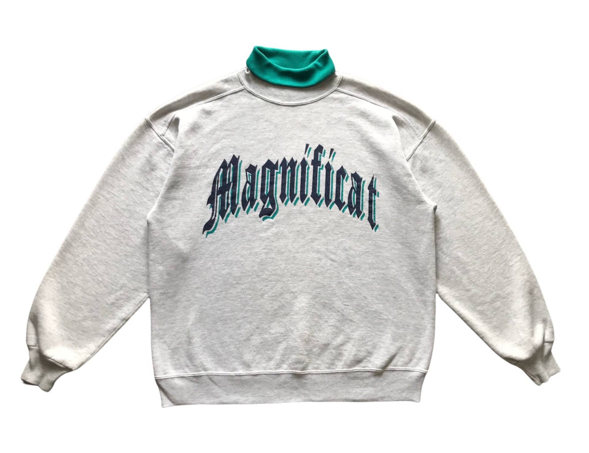 Vintage 90Er Jahre Jerzees Tag Magnificat Spellout Rollkragen Sweatshirt L Size von AbeVintageStore