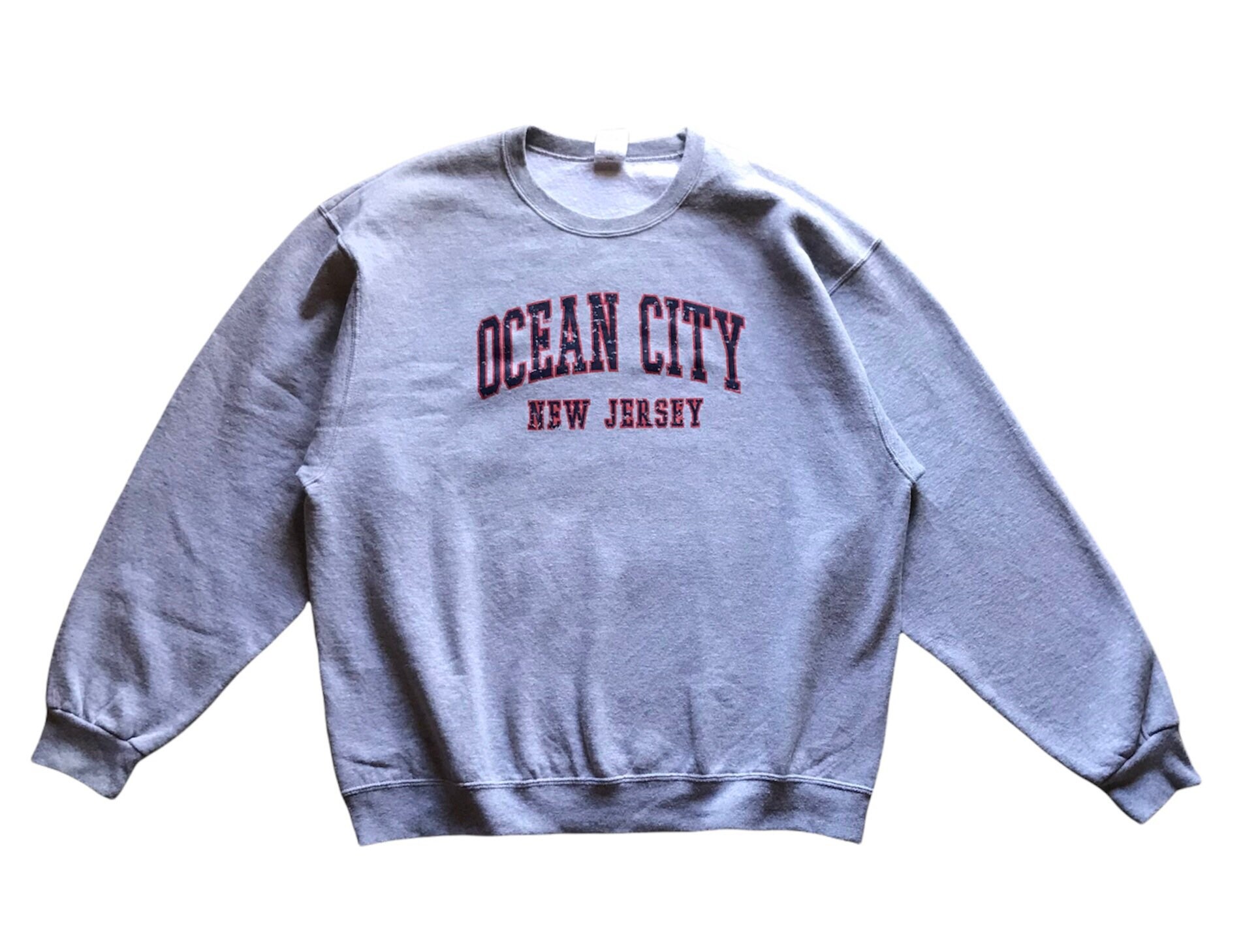 Vintage 90Er Jahre Ocean City New Jersey Spellout Crewneck Sweatshirt Baggy Style Xl Größe von AbeVintageStore