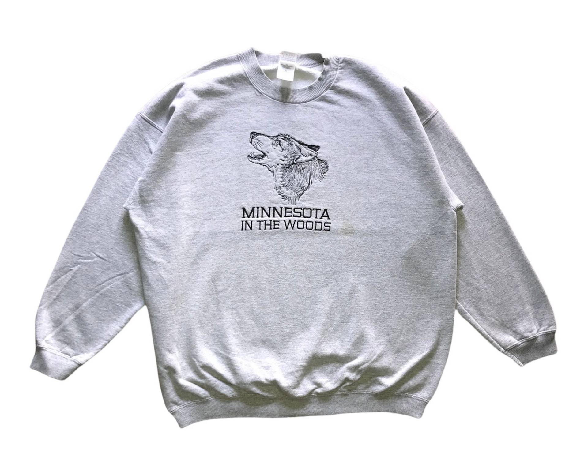 Vintage Art Animal Minnesota in The Woods Stickerei Crewneck Gildan Tag Sweatshirt Xl Größe von AbeVintageStore