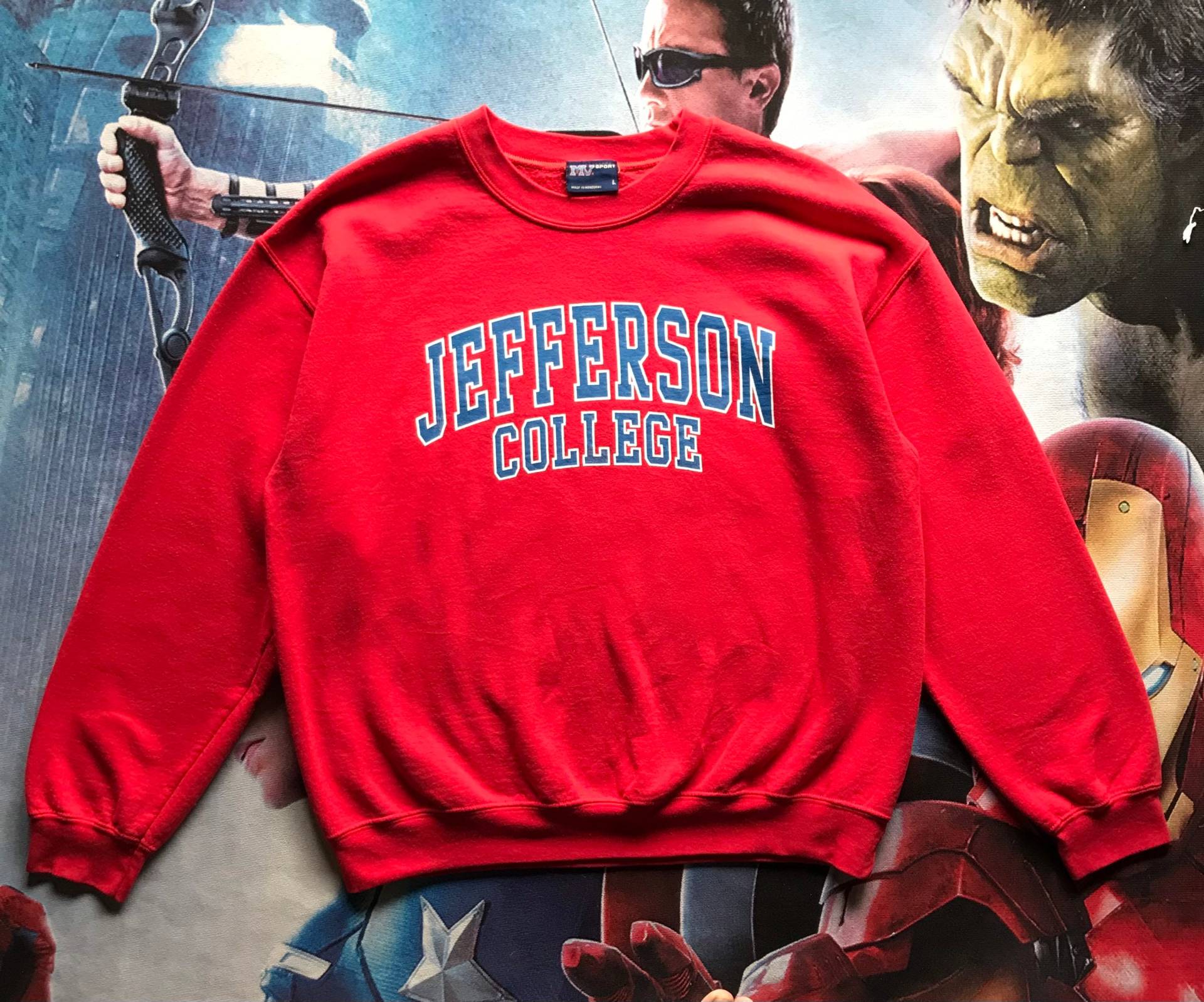 Vintage Jefferson College Spellout Mv Sport Tag Crewneck Sweatshirt L Größe von AbeVintageStore