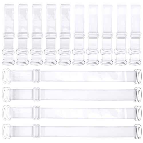 6 Paar Unsichtbare Klare BH Träger, Verstellbar Durchsichtige BH Träger, Rutschfeste BH Transparente/Matte Träger, Ersatz-BH-Träger für Frauen Mädchen Schulterfrei Oberteile Trägerlose BHS (15mm) von Abeillo
