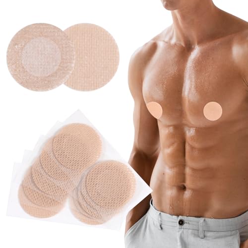 Abeillo 100 Stück Herren Atmungsaktiv Einweg Nippelpads, wasserdichte Anti-Friktion Unsichtbare Nipple Cover, Brustwarzenabdeckung für Läufer & Athleten von Abeillo