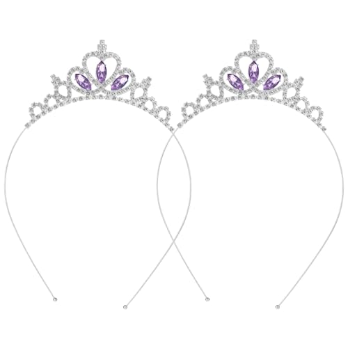 Abeillo 2 Stück Prinzessin Krone, Tiara Krone Damen für Geburtstag Hochzeit Deko, Tiara Strass Stirnband Haarschmuck für Mädchen Kinder Damen (Kreierter Amethyst) von Abeillo