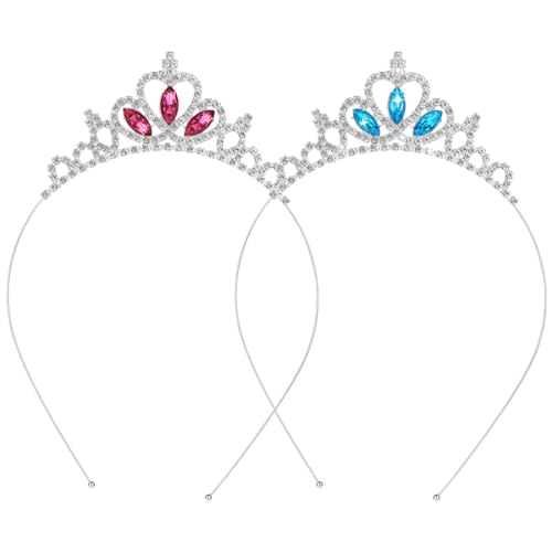 Abeillo 2 Stück Prinzessin Krone, Tiara Krone Damen für Geburtstag Hochzeit Deko, Tiara Strass Stirnband Haarschmuck für Mädchen Kinder Damen (Kreierter Rot Saphir) von Abeillo