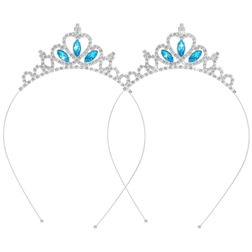 Abeillo 2 Stück Prinzessin Krone, Tiara Krone Damen für Geburtstag Hochzeit Deko, Tiara Strass Stirnband Haarschmuck für Mädchen Kinder Damen (Kreierter Saphir) von Abeillo