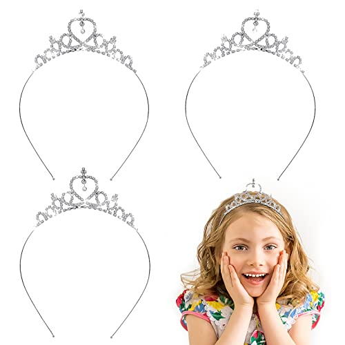 Abeillo 3 Stück Madchen Strass Krone, Prinzessin Tiara Krone Damen, Herzform Mädchen Kristall Tiara Strass Hochzeit Krone Braut Stirnband für Geburtstag, Hochzeit, Festzug, Party von Abeillo