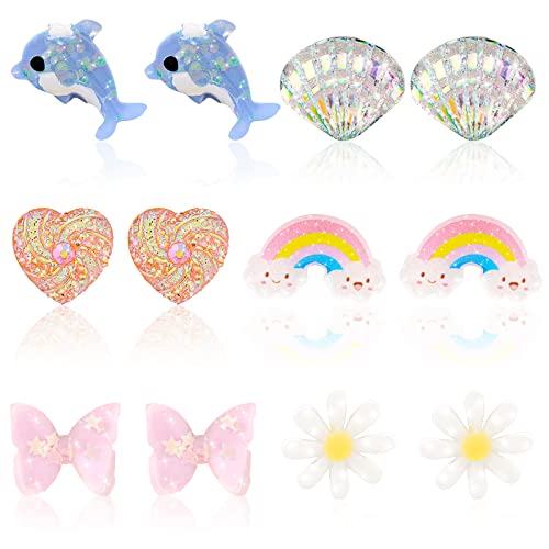 Abeillo 6 Paar Kinder Ohrclips Ohrringe Clip für Mädchen, Nein Durchbohrt Ohrclips Prinzessin Clip On Ohrring, Kinderohrringe Klipp Ohrring Set, Mädchenschmuck Spielzeug Schmuck für Kinder Geschenke von Abeillo