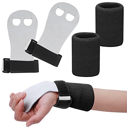 Abeillo Griffpads Kinder, Cross Training, Gymnastik, Pull Up Grips für Kinder, Hand Grips Leder Trainingshandschuhe und Handgelenk Bandagen Fitness Set für Mädchen Junge Jugend (Schwarz, S) von Abeillo