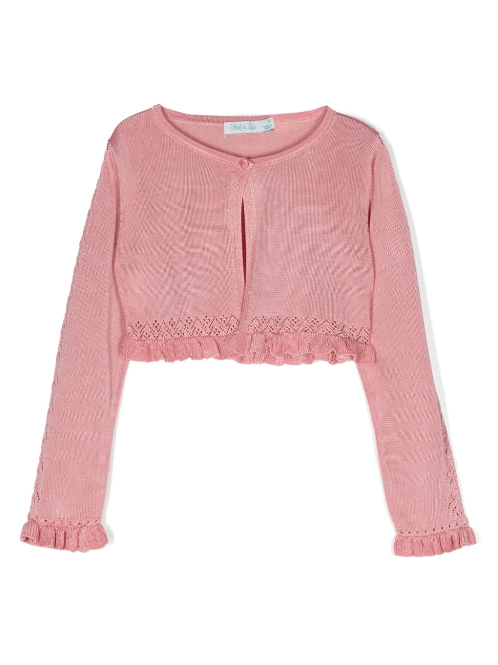 Abel & Lula Cropped-Cardigan mit Lochstrickmuster - Rosa von Abel & Lula