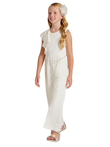 Abel & Lula Jumpsuit Crepe Gurtel Kette für Mädchen Weiss 12 Jahre (152cm) von Abel & Lula