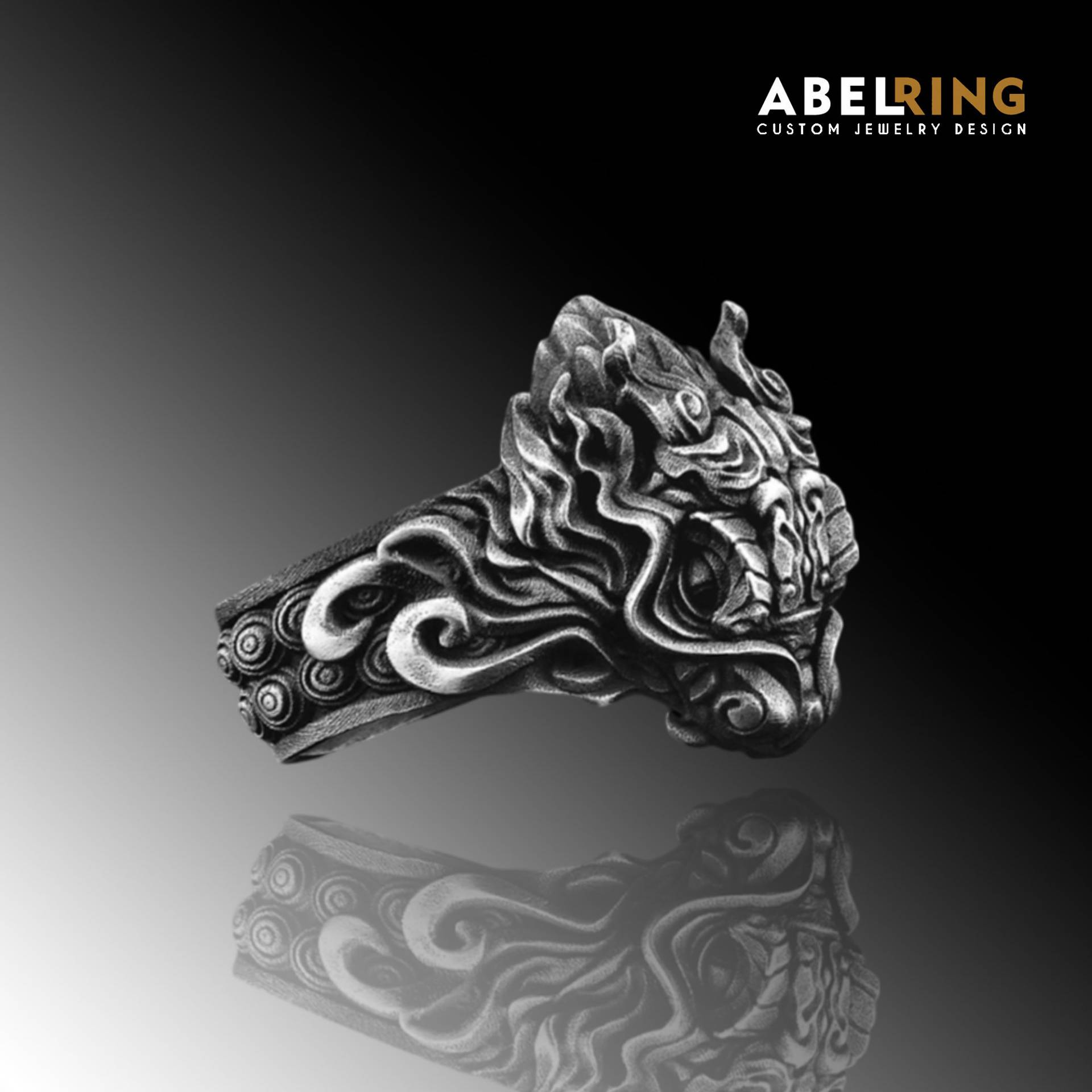 Drachen 925 Sterling Silber Handgemachte Oxidierte Ring, Ring Geschenk Für Freund, Männer Drachenring, Ausgefallene Drachenringe Mann von AbelCustomRing