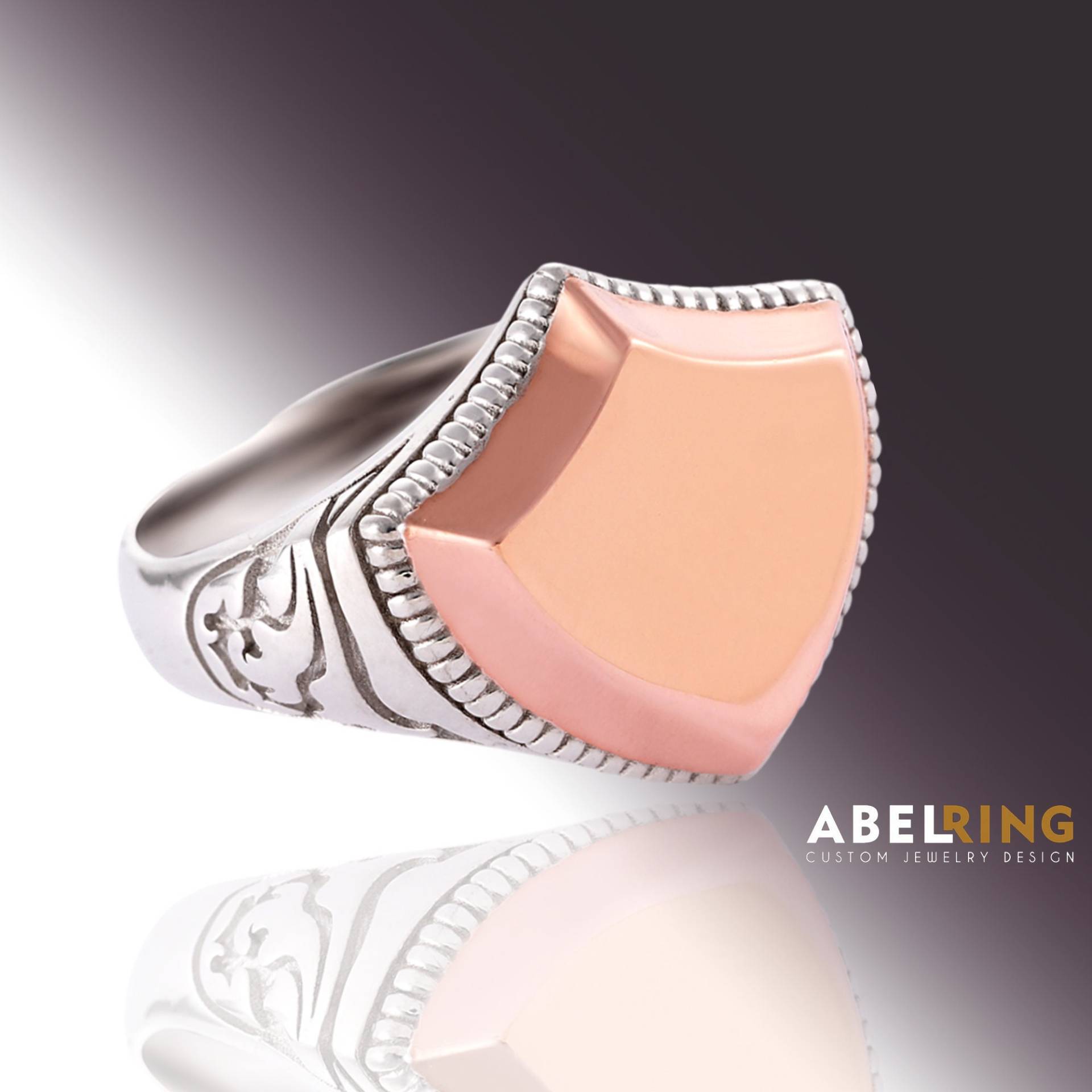 Einzigartige Silber Schild Ring Für Männer Silber. 3D Verarbeitung Detailreicher von AbelCustomRing