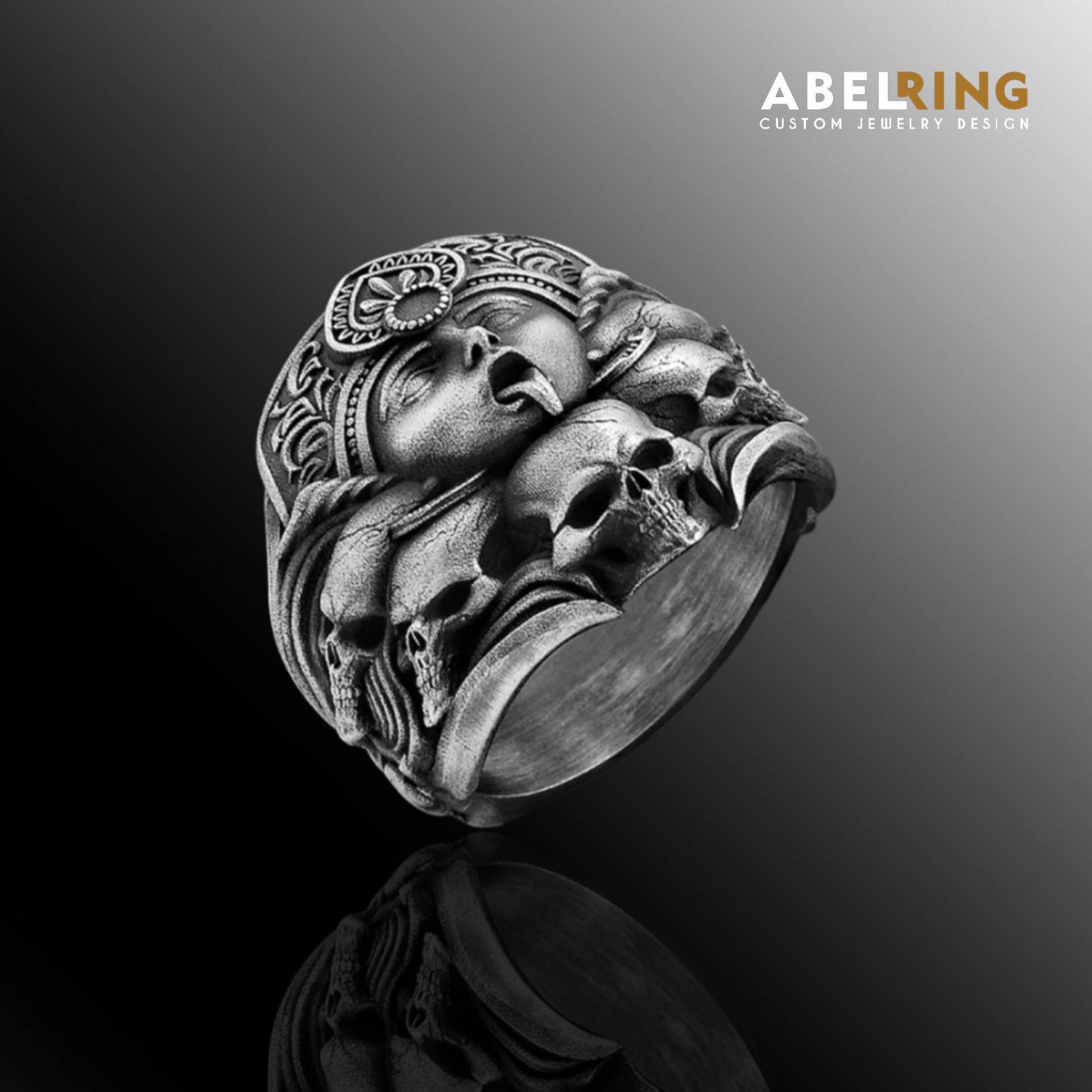 Göttin Kali 925 Sterling Silber Siegelring Für Männer, Mythologie Gothic Ring Geschenk Papa, Hindu Frauen von AbelCustomRing