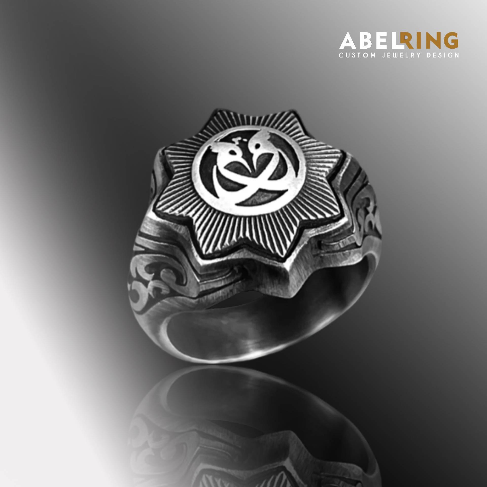 Hud Vogel 925 Sterling Silber Ring Für Männer, Männer Achteck Siegelring, Einzigartige Gravierte Geschenk Ehemann von AbelCustomRing