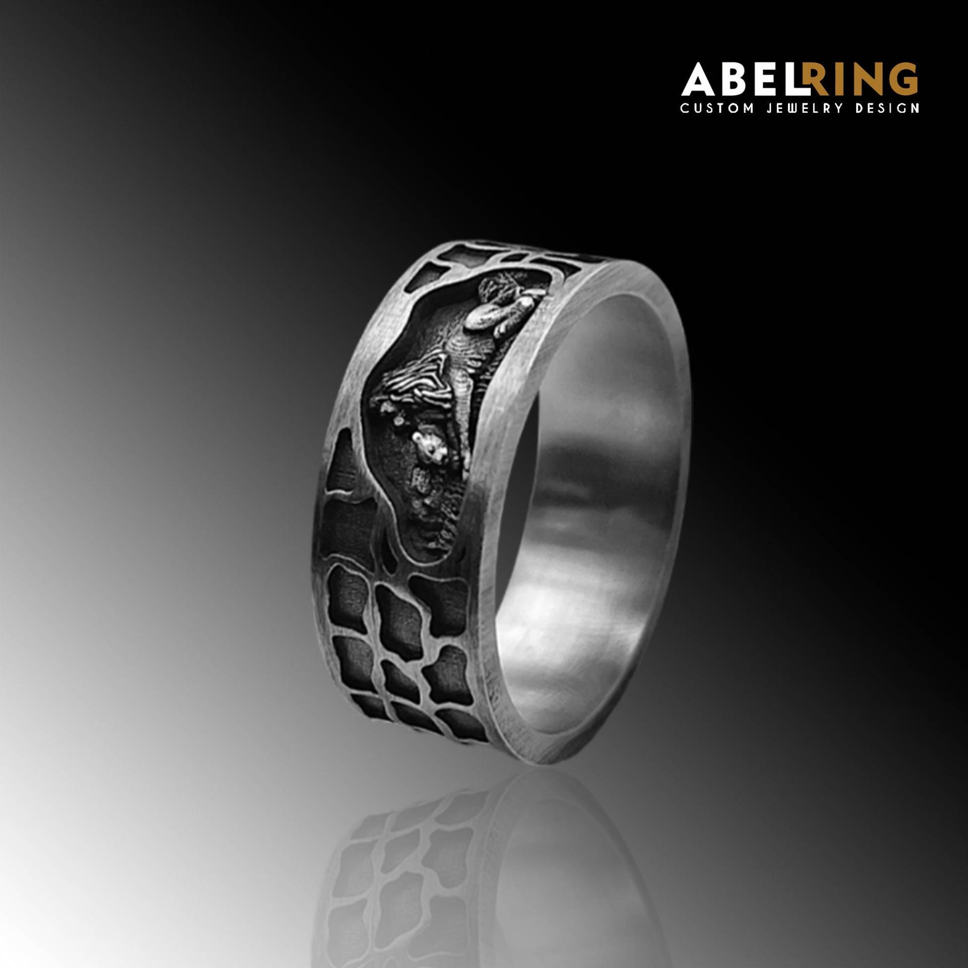 Löwe Und Tiger Ring Sterling Silber Für Männer, Breite Tier Bandring, Männer Ring, Alternative Ehering Schmuck von AbelCustomRing