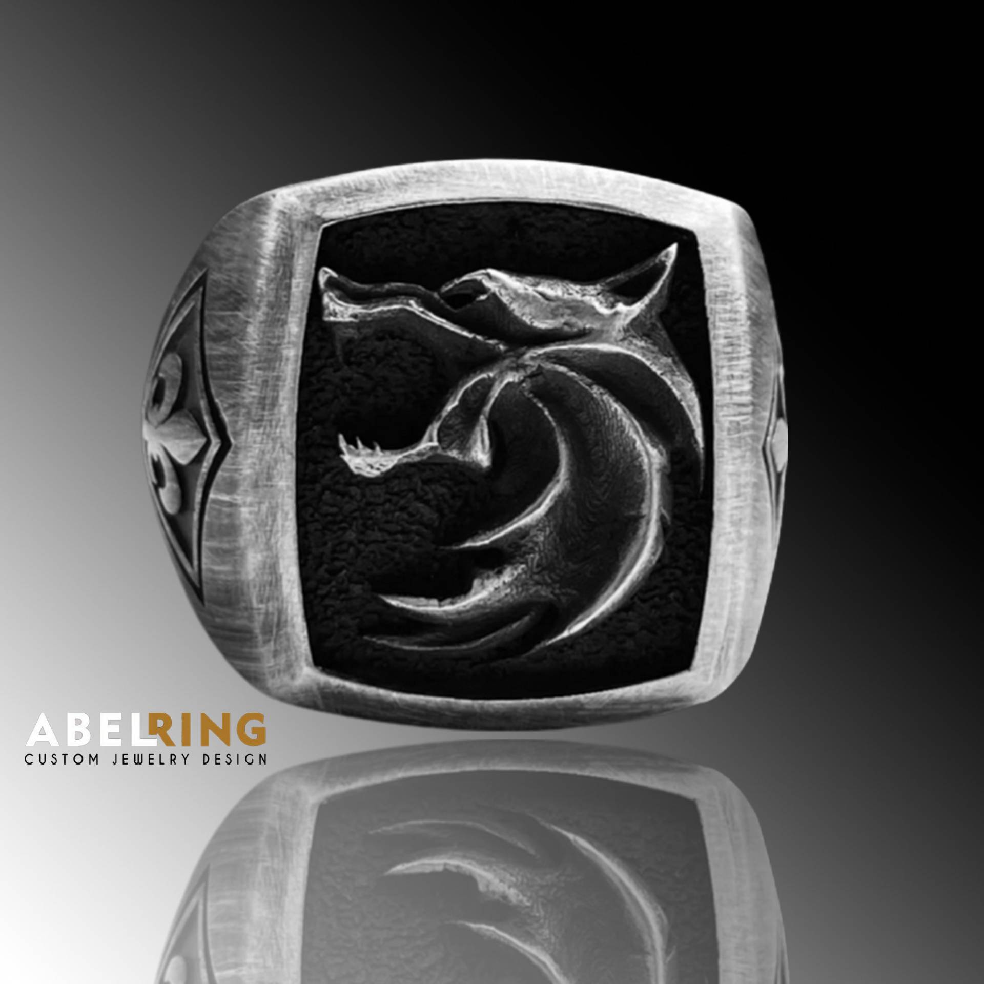 Wolf Witcher Sterling Silberring Gravur Silber Männer Ring, Geralt Von Rivia Silberring, Weißer Geschenk Für Freund von AbelCustomRing