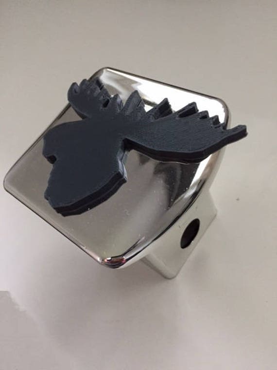 Elchkopf in 3D - Chrom Mit Grau 2-Zoll-Trailer Hitch Cover Gegangen Jagd von AbelZunigaDesigns