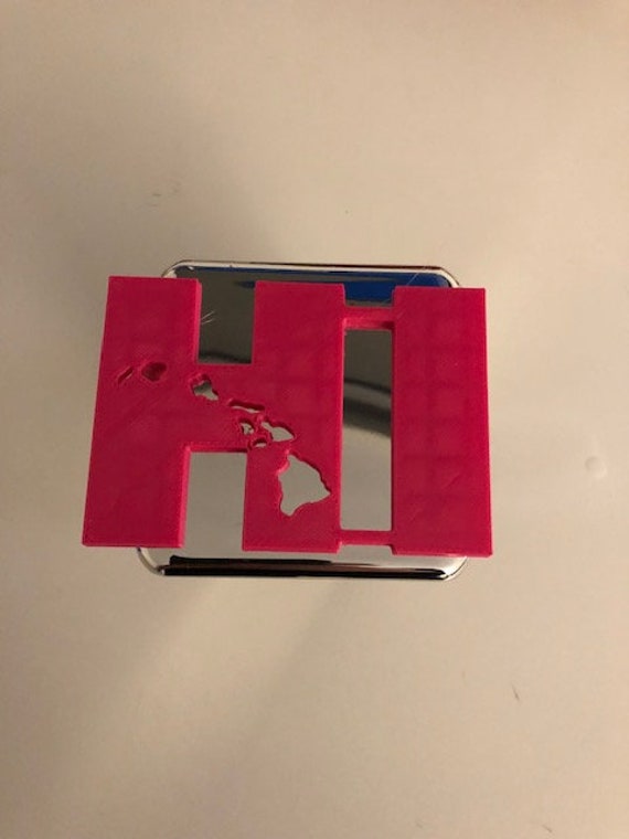 Hawaiis Big Island Innen Hi in 3D - Chrom Mit Rosa 2 Zoll Trailer Hitch Cover Liebe Leben Pua Frieden Hängen Loos von AbelZunigaDesigns