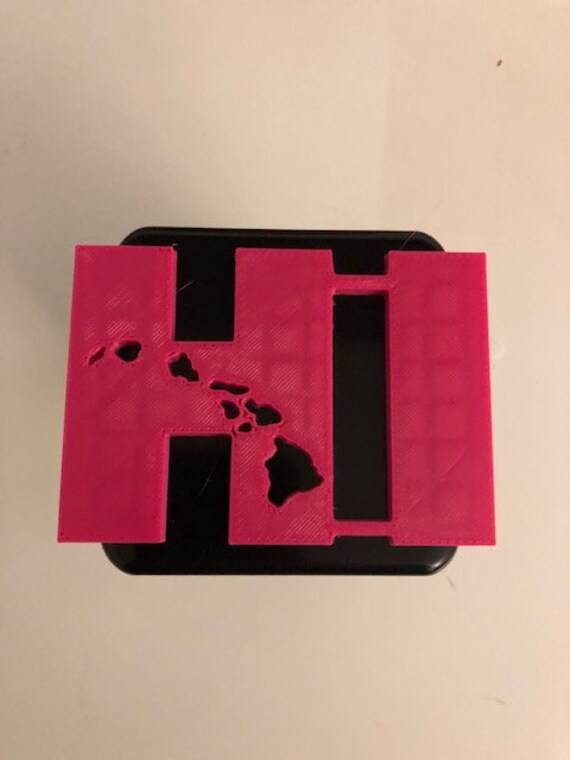 Hawaiis Big Island Innen Hi in 3D - Schwarz Mit Rosa 2 Zoll Trailer Hitch Cover Liebe Leben Pua Frieden Hängen Loos von AbelZunigaDesigns