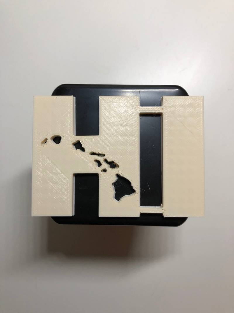 Hawaiis Big Island Innen Hi in 3D - Schwarz Mit Weißen 2 Zoll Trailer Hitch Cover Liebe Leben Pua Frieden Hang Loose von AbelZunigaDesigns