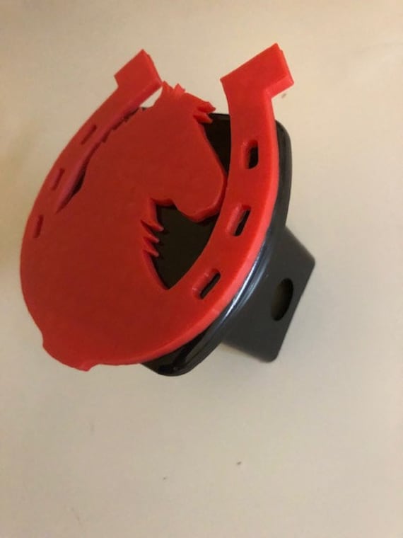 Hufeisen Sie Mit Pferd in Der 3D Version - Schwarz Rot 2-Zoll-Spur Abdeckung Hitch Cowboy-stil Cowgirl von AbelZunigaDesigns