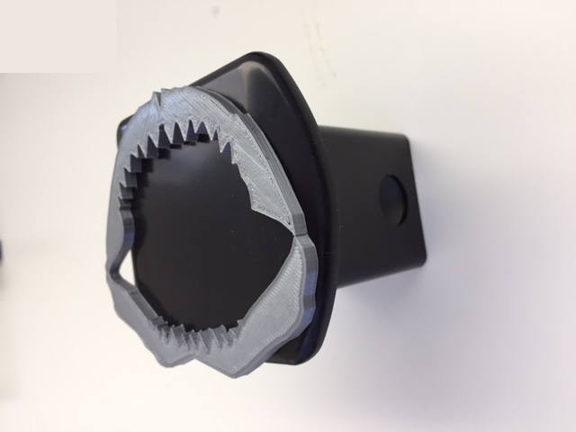 Kiefer Haifischzähne in 3D - Schwarz Mit Grau 2 Trailer Hitch Cover Surf Surft Bis von AbelZunigaDesigns