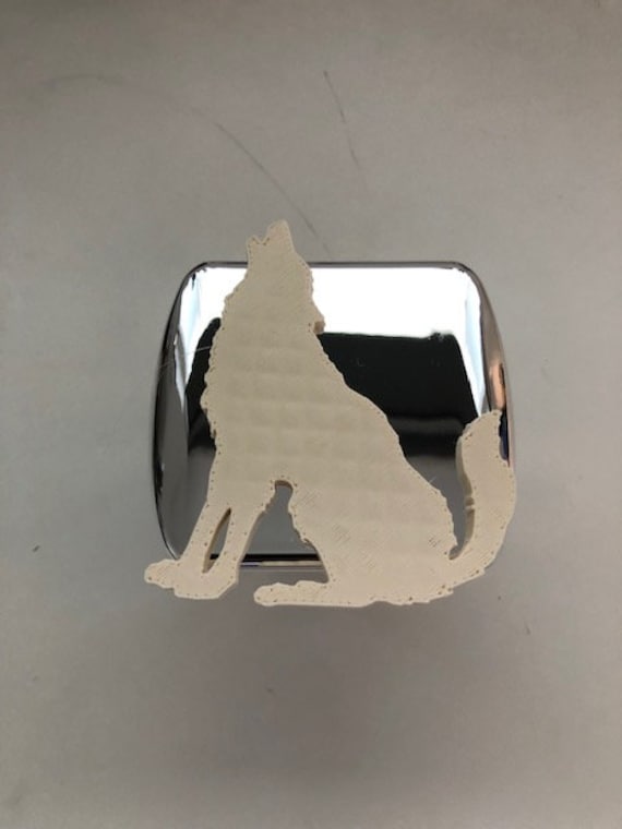 Wolf Heulen in 3D - Chrom Mit White 2 Trailer Hitch Cover Wölfe von AbelZunigaDesigns