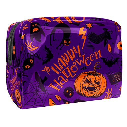 Halloween Vampir-Kosmetiktasche für Damen, niedlich, modisch, wasserdicht, Make-up-Tasche, geräumige Reise-Kulturbeutel, Mädchen-Geschenke, Mehrfarbig 04, 18.5x7.5x13cm/7.3x3x5.1in, Kosmetikkoffer von Abenily