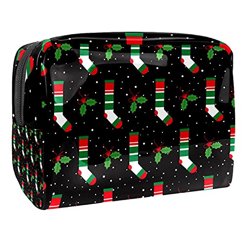 Kosmetiktasche für Damen, bezaubernde, geräumige, wasserdichte Make-up-Tasche, Reisen, Frohe Weihnachten, rotes Ornament, Kulturbeutel, Zubehör, Organizer als Geschenk, Mehrfarbig 05, von Abenily