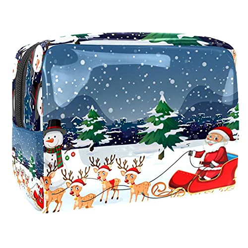 Kosmetiktasche für Damen und Mädchen, Weihnachten, Schneemänner, geräumig, mit Reißverschluss, Mehrfarbig 02, 18.5x7.5x13cm/7.3x3x5.1in, Kosmetikkoffer von Abenily