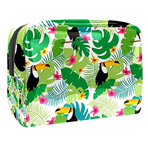 Kosmetiktasche für Damen und Mädchen, tropische Blätter, Wassermelone, blau gestreift, geräumige Kosmetiktasche, Handtasche mit Reißverschluss, Mehrfarbig 03, 18.5x7.5x13cm/7.3x3x5.1in, Kosmetikkoffer Kosmetiktasche für Damen und Mädchen, tropische Blätter, Wassermelone, blau gestreift, geräumige Kosmetiktasche, Handtasche mit Reißverschluss, Mehrfarbig 03, 18.5x7.5x13cm/7.3x3x5.1in, Kosmetikkoffer von Abenily