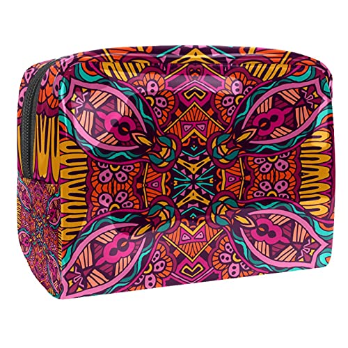 Kosmetiktasche im Vintage-Stil, Ethno-Stil, Boho-Blume, Make-up, Aufbewahrungstasche, Kulturbeutel, Organizer, Federmäppchen, Handtasche, Mehrfarbig 05, 18.5x7.5x13cm/7.3x3x5.1in, Kosmetikkoffer von Abenily