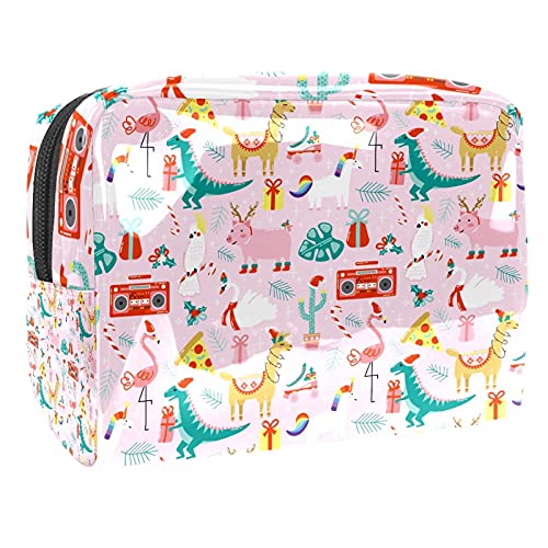 Kosmetiktasche mit Alpaka-Zitat "No Prob", Make-up-Aufbewahrungstasche, Kulturbeutel, Organizer, Federmäppchen, Handtasche, Mehrfarbig 09, 18.5x7.5x13cm/7.3x3x5.1in, Kosmetikkoffer von Abenily