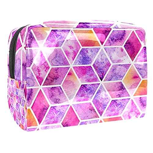 Kosmetiktasche mit Aquarell-Hintergrund, Kosmetiktasche, Kulturbeutel, Organizer, Federmäppchen, Handtasche, Mehrfarbig 05, 18.5x7.5x13cm/7.3x3x5.1in, Kosmetikkoffer von Abenily