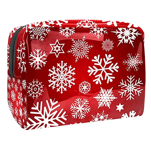 Kosmetiktasche mit Blättern, Motiv: Weihnachten mit Blättern, tragbare Reise-Organizer-Tasche für Toilettenartikel, Kosmetiktasche für Damen, Mehrfarbig 04, 18.5x7.5x13cm/7.3x3x5.1in, Kosmetikkoffer von Abenily