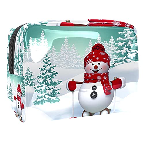 Kosmetiktasche mit Blättern, Motiv: Weihnachten mit Blättern, tragbare Reise-Organizer-Tasche für Toilettenartikel, Kosmetiktasche für Damen, Mehrfarbig 05, 18.5x7.5x13cm/7.3x3x5.1in, Kosmetikkoffer von Abenily