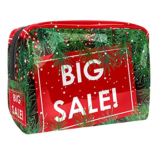 Kosmetiktasche mit Blättern, Motiv: Weihnachten mit Blättern, tragbare Reise-Organizer-Tasche für Toilettenartikel, Kosmetiktasche für Damen, Mehrfarbig 06, 18.5x7.5x13cm/7.3x3x5.1in, Kosmetikkoffer von Abenily